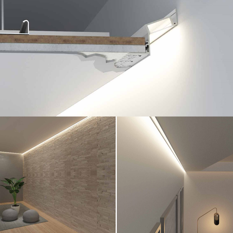 Anti-Glare Plaster-In Wall Washer LED Channel For 28mm Wide Strip